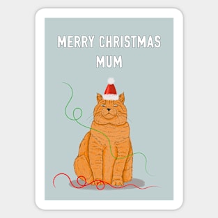 Ginger Cat Mum Christmas Illustration Sticker
